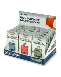 Carson Zakmicroscoop MicroMini 20x met UV en LED, 15 stuks Display